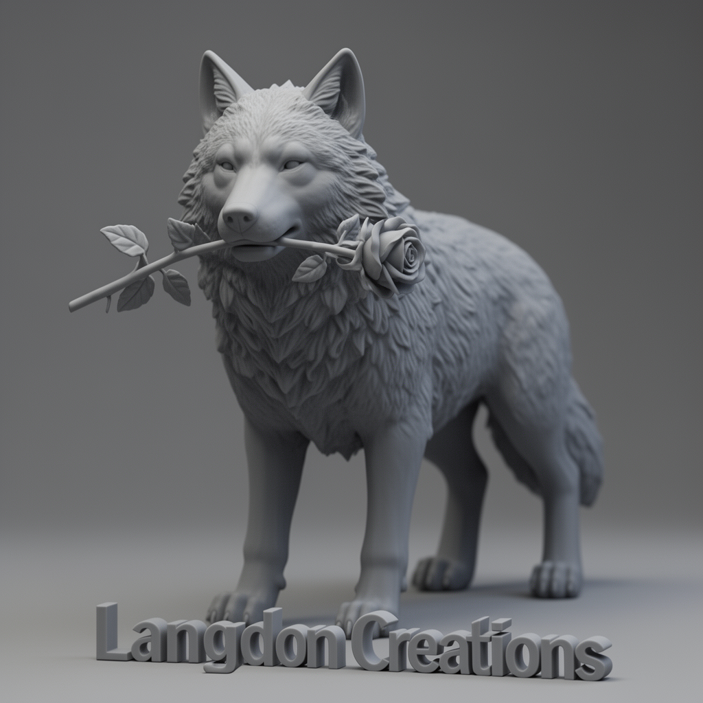 Wolf with Rose Figurine free 3D printable STL