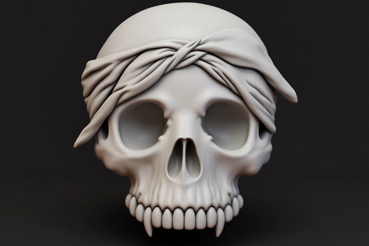 Skull with Bandana Bust free 3D printable STL