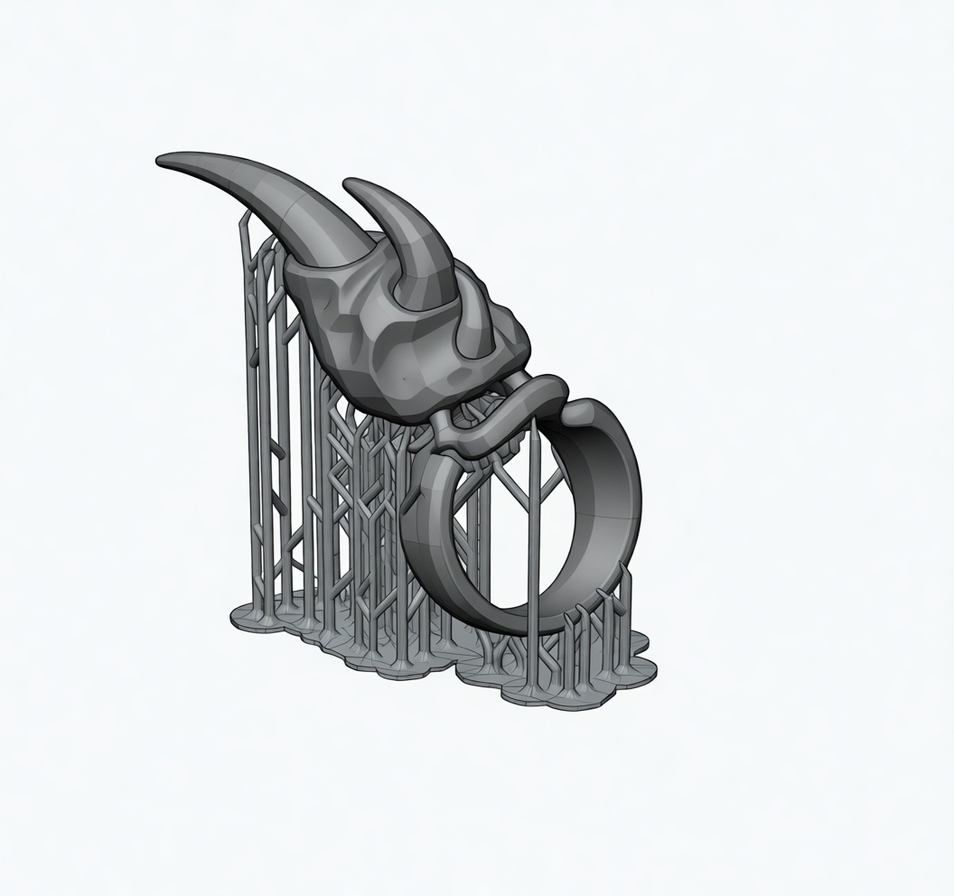 Horned Demon Ring free 3D printable STL