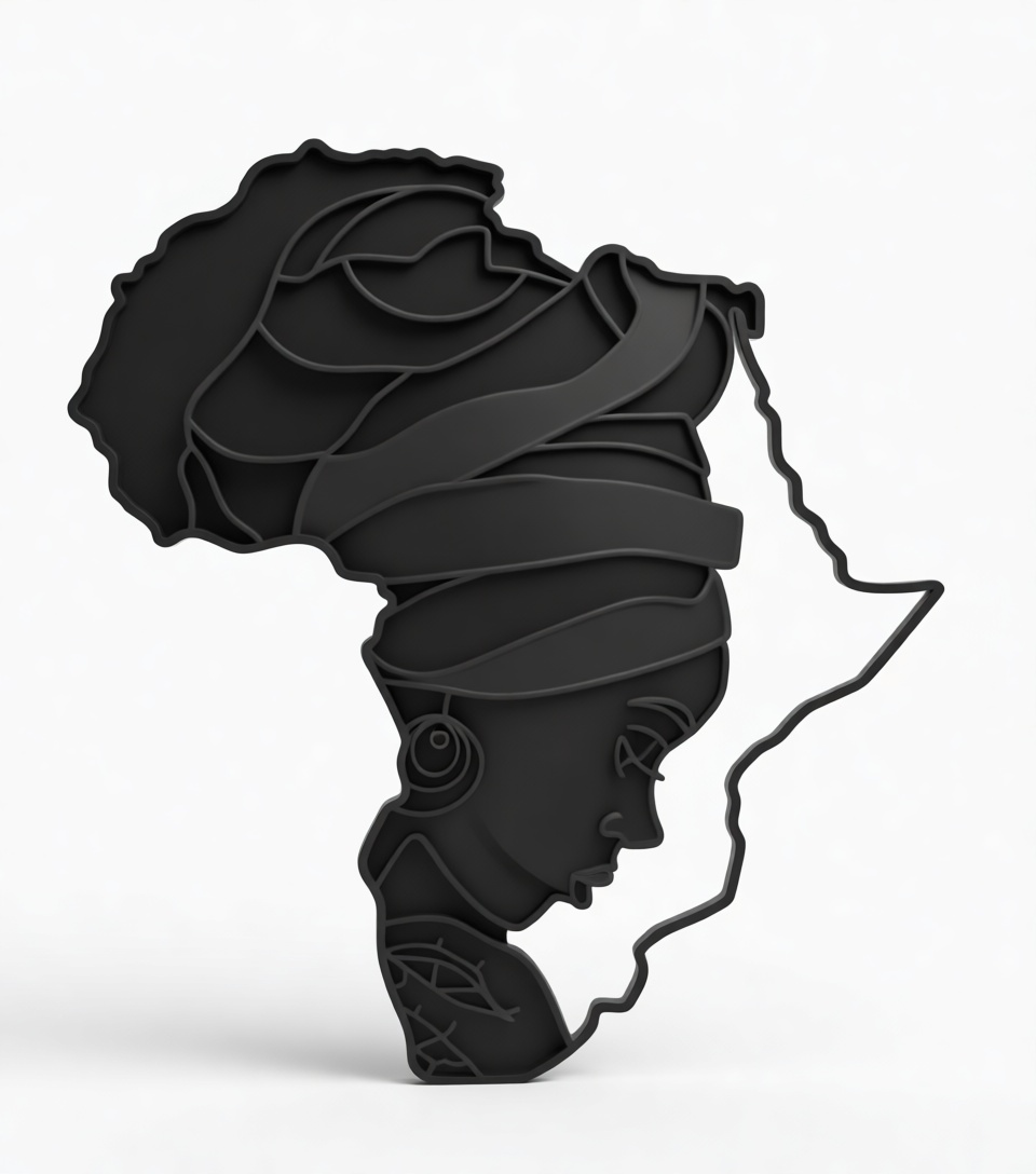 African Woman Silhouette Plaque free 3D printable STL