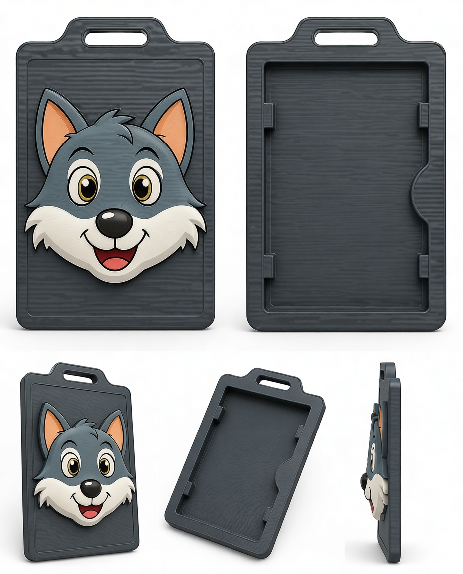 Cartoon Wolf Badge Holder free 3D printable STL