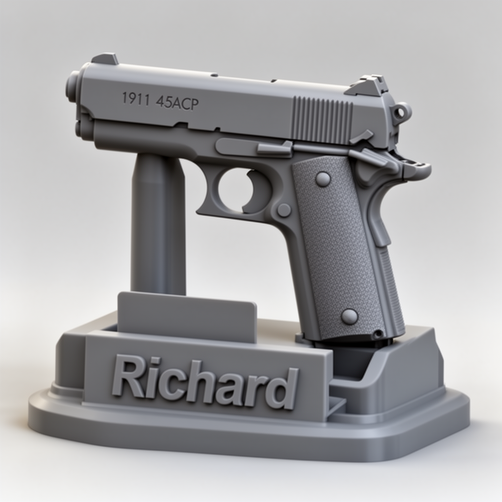 1911 45ACP Pistol Stand free 3D printable STL