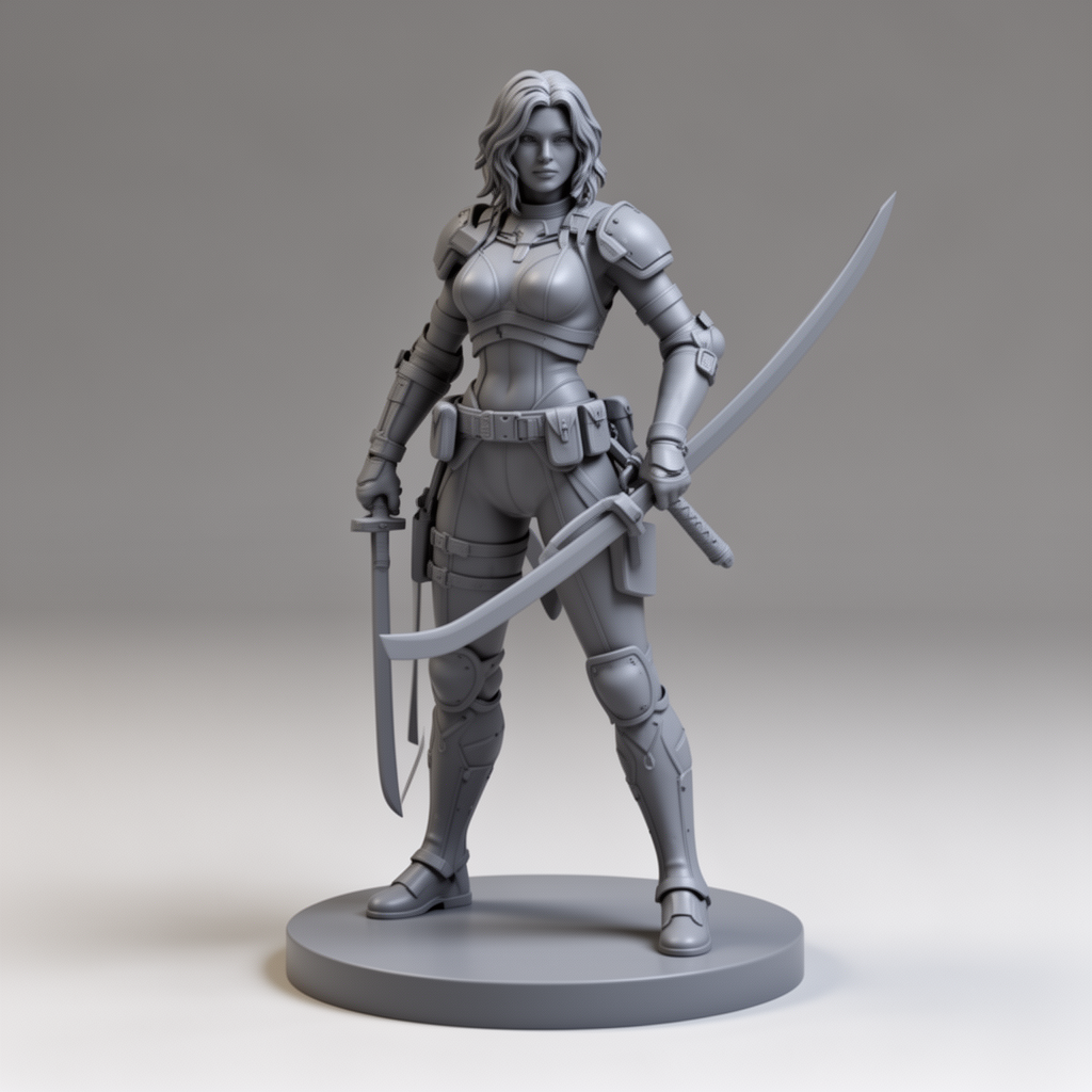 Female Fighter Figurine free 3D printable STL