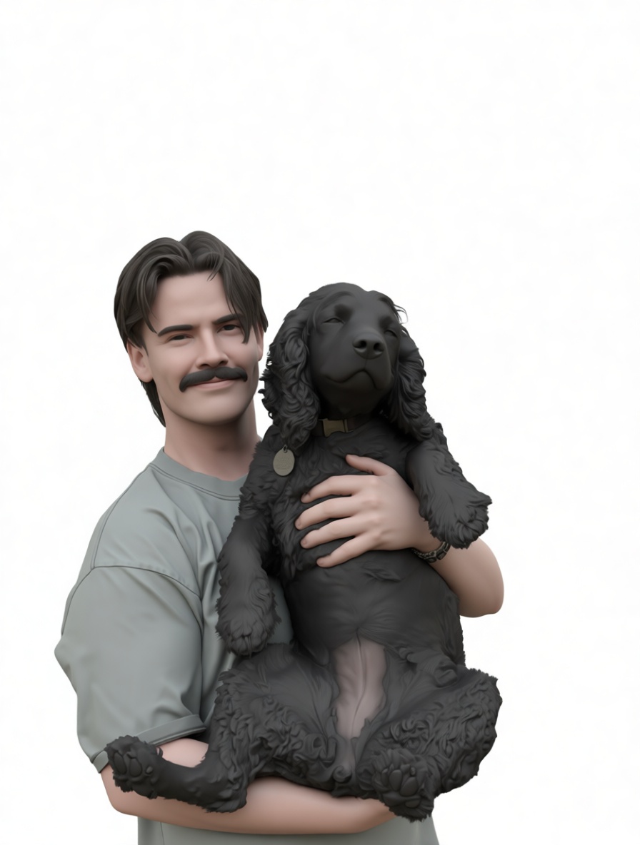 Man Holding Cocker Spaniel Figurine free 3D printable STL
