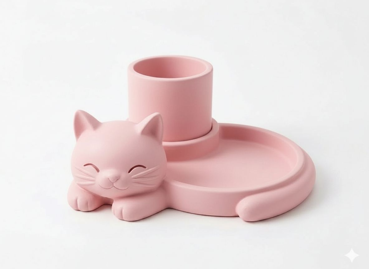 Sleeping Cat Desk Organizer free 3D printable STL
