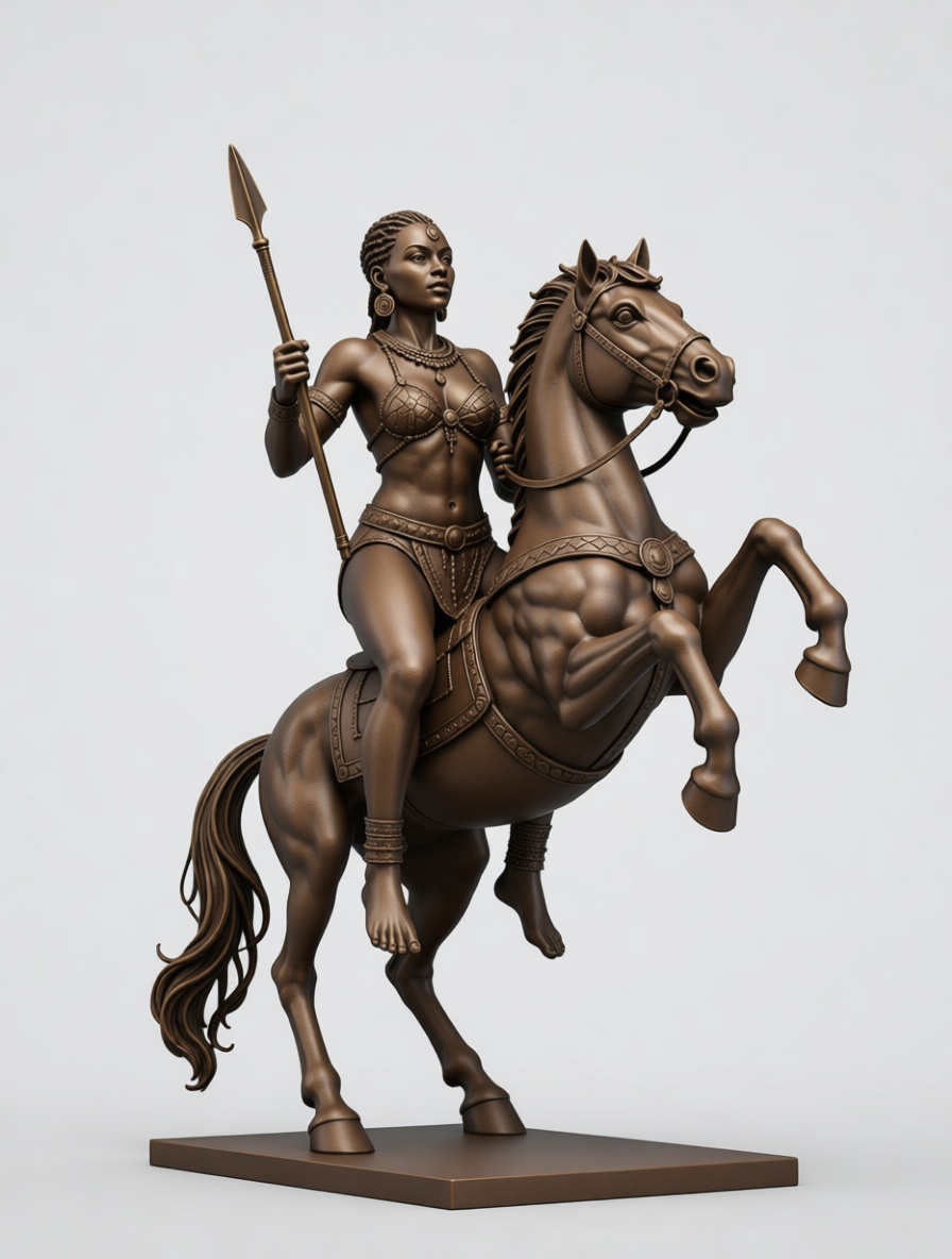 African Warrior Horseback Figurine free 3D printable STL