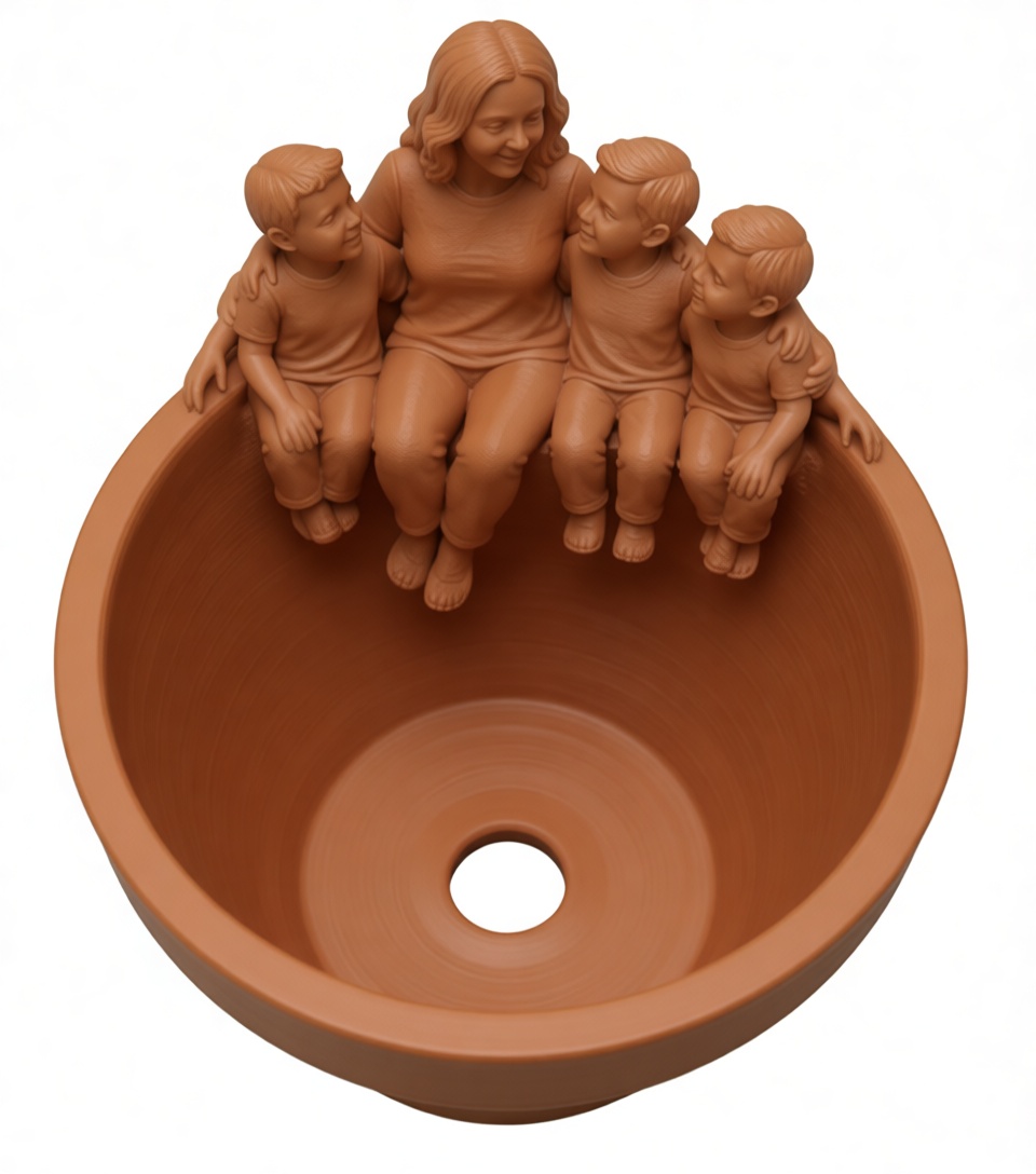 Mother with Triplets Figurine free 3D printable STL