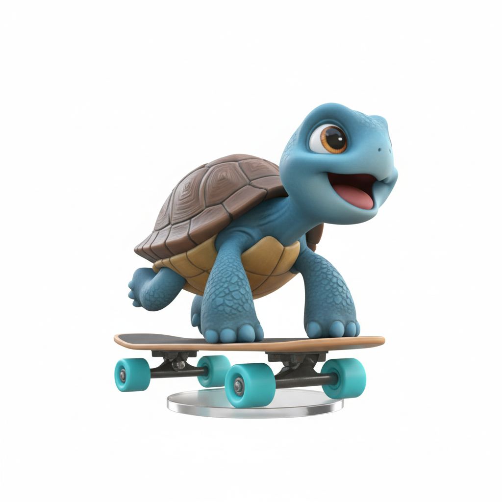 Skateboarding Turtle Figurine free 3D printable STL