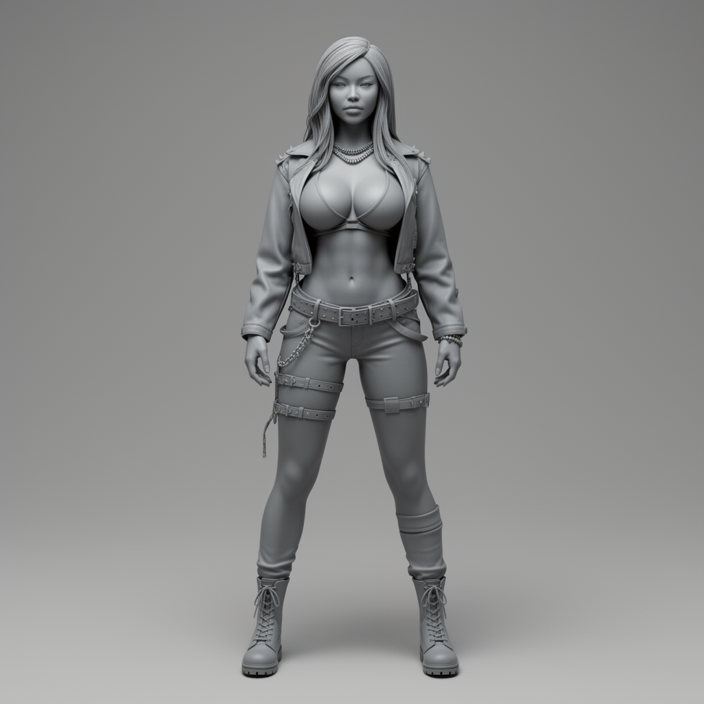 Punk Rock Asian Woman Figurine free 3D printable STL