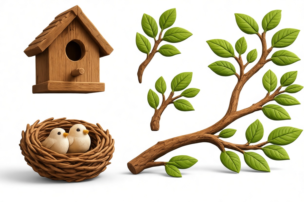 Bird Nest and House Set free 3D printable STL