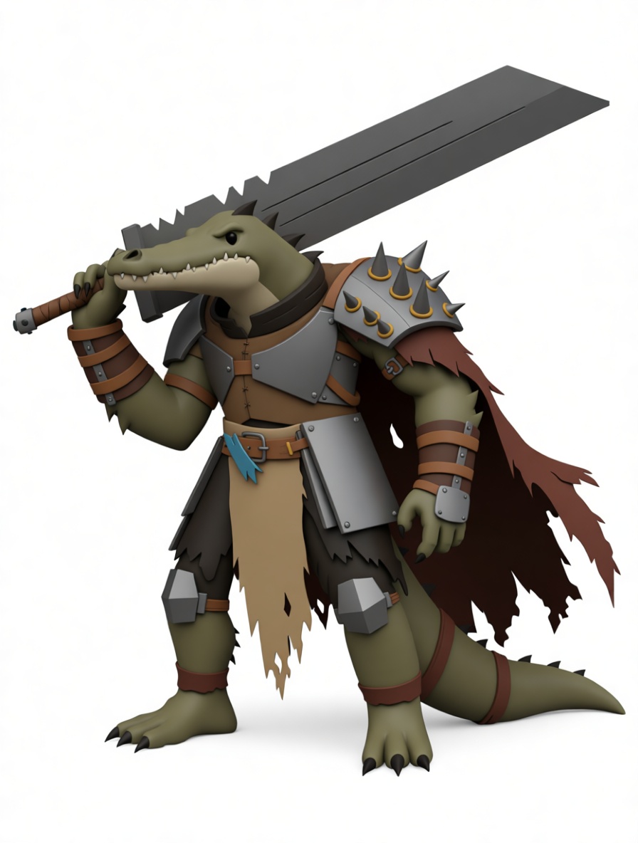 Anthropomorphic Crocodile Warrior free 3D printable STL