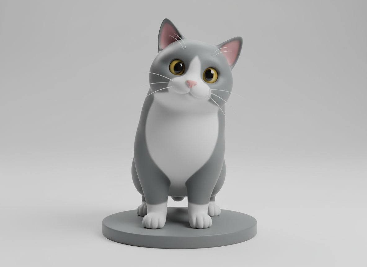 Gray and White Cat Figurine free 3D printable STL