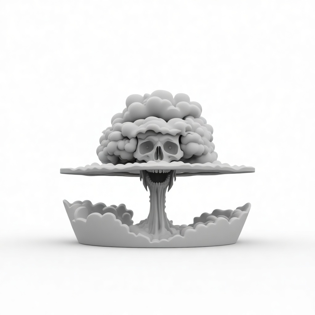 Skull Mushroom Cloud Sculpture free 3D printable STL