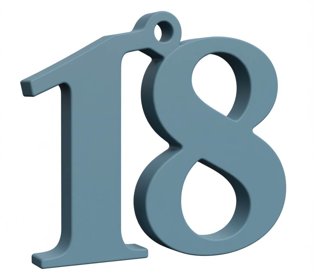 Number 18 Keychain free 3D printable STL