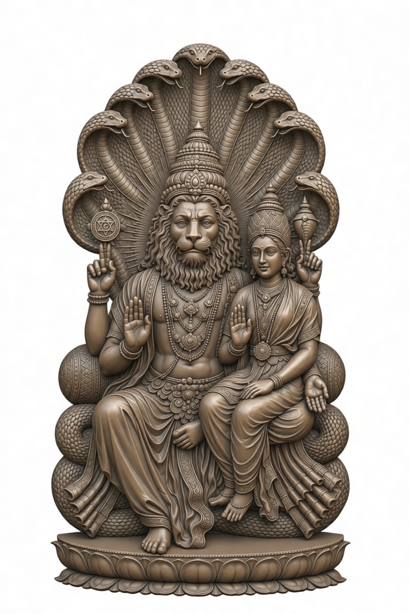 Narasimha and Lakshmi Statue free 3D printable STL