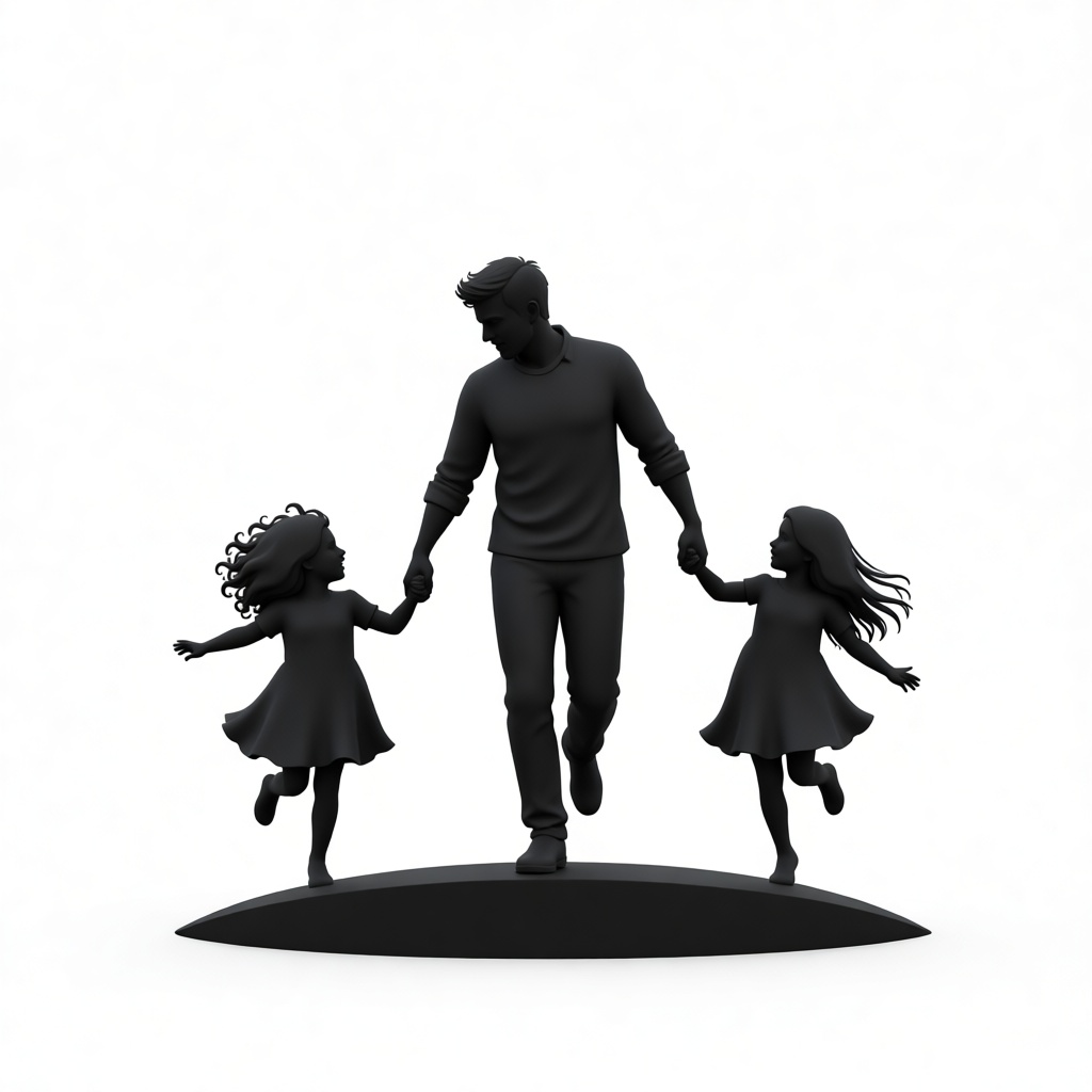 Father with Daughters Sculpture free 3D printable STL