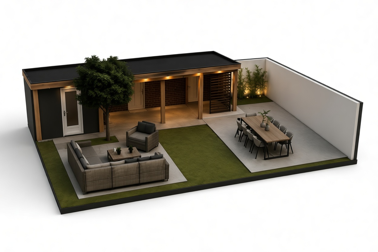 Modern Backyard Patio Model free 3D printable STL