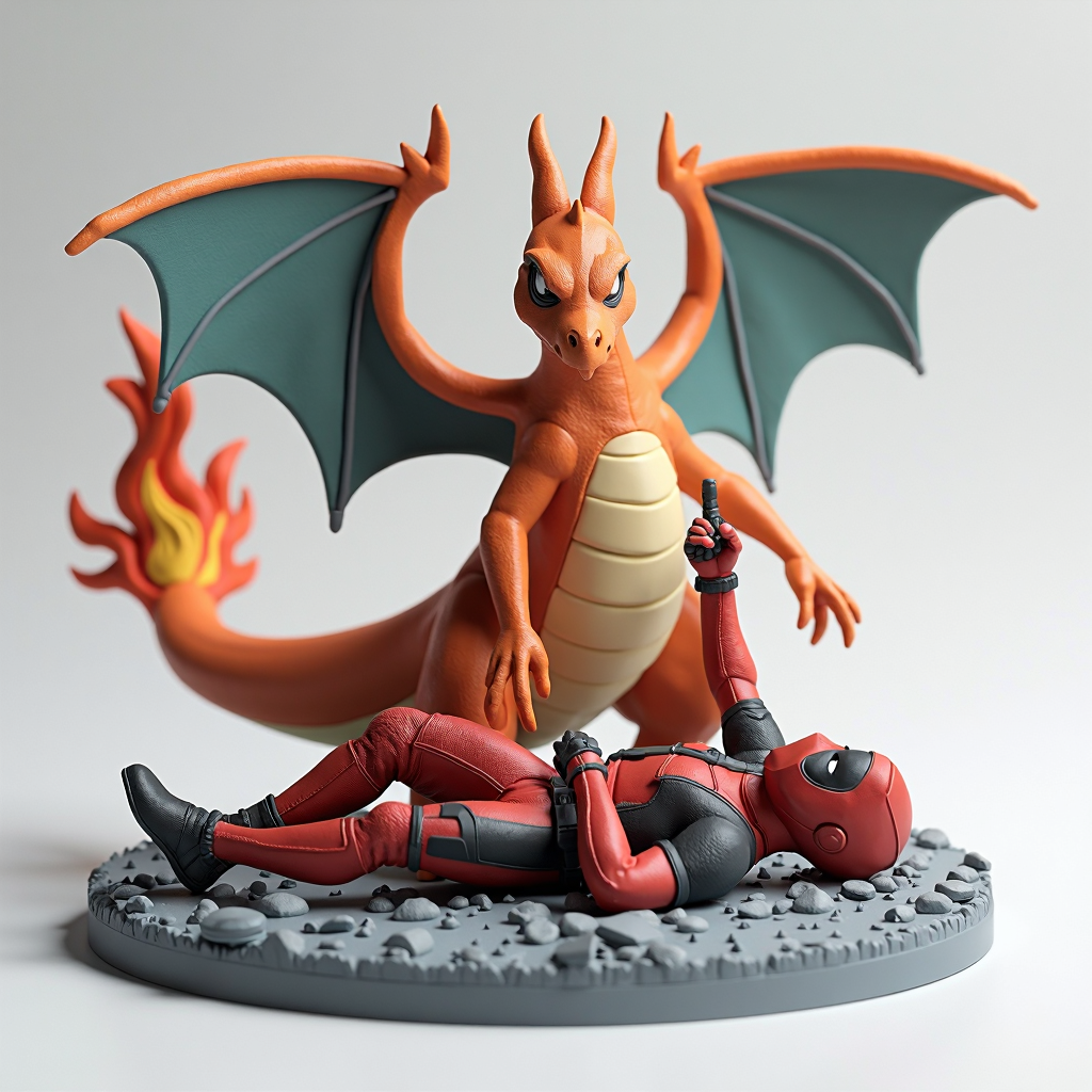 Charizard vs Deadpool Diorama free 3D printable STL