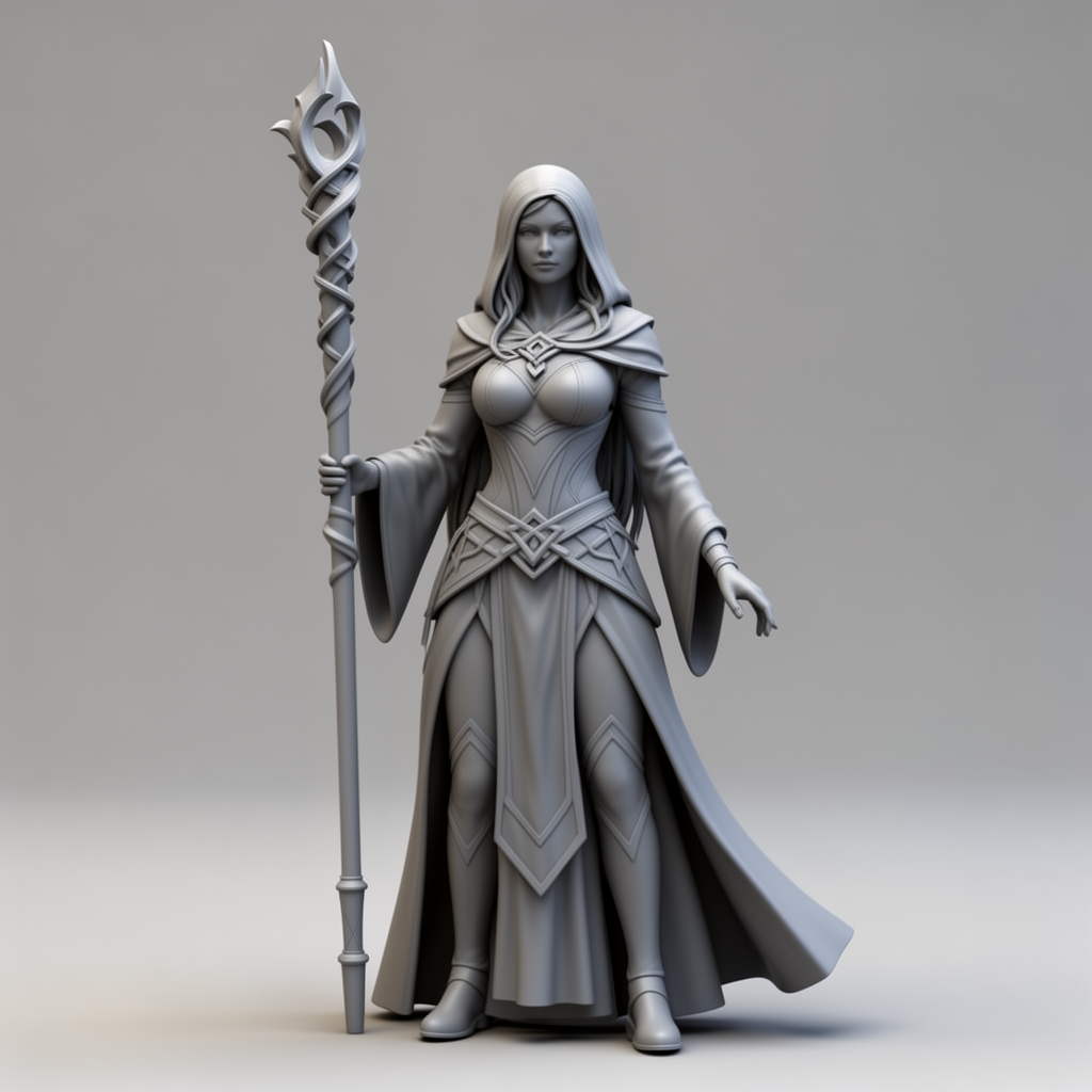 Female Mage Figurine free 3D printable STL