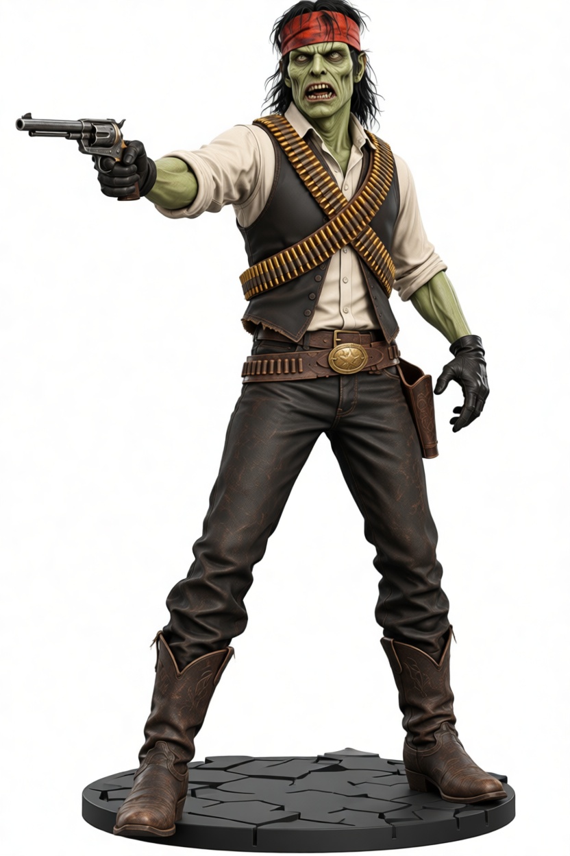 Zombie Cowboy Figurine free 3D printable STL