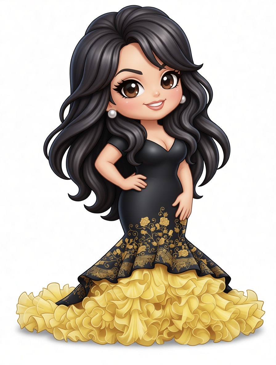 Woman in Black and Yellow Dress Figurine free 3D printable STL