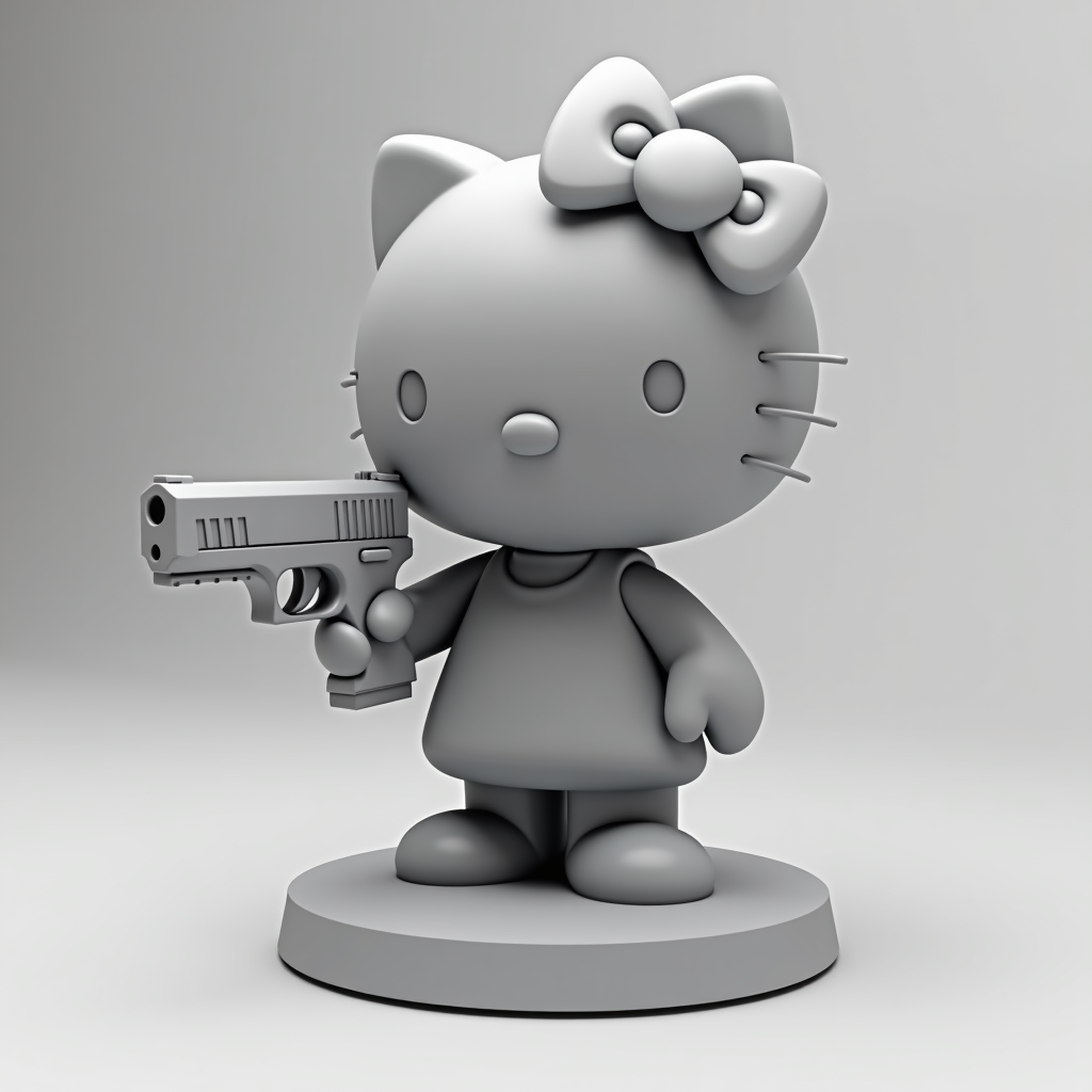 Hello Kitty Gun Pose free 3D printable STL