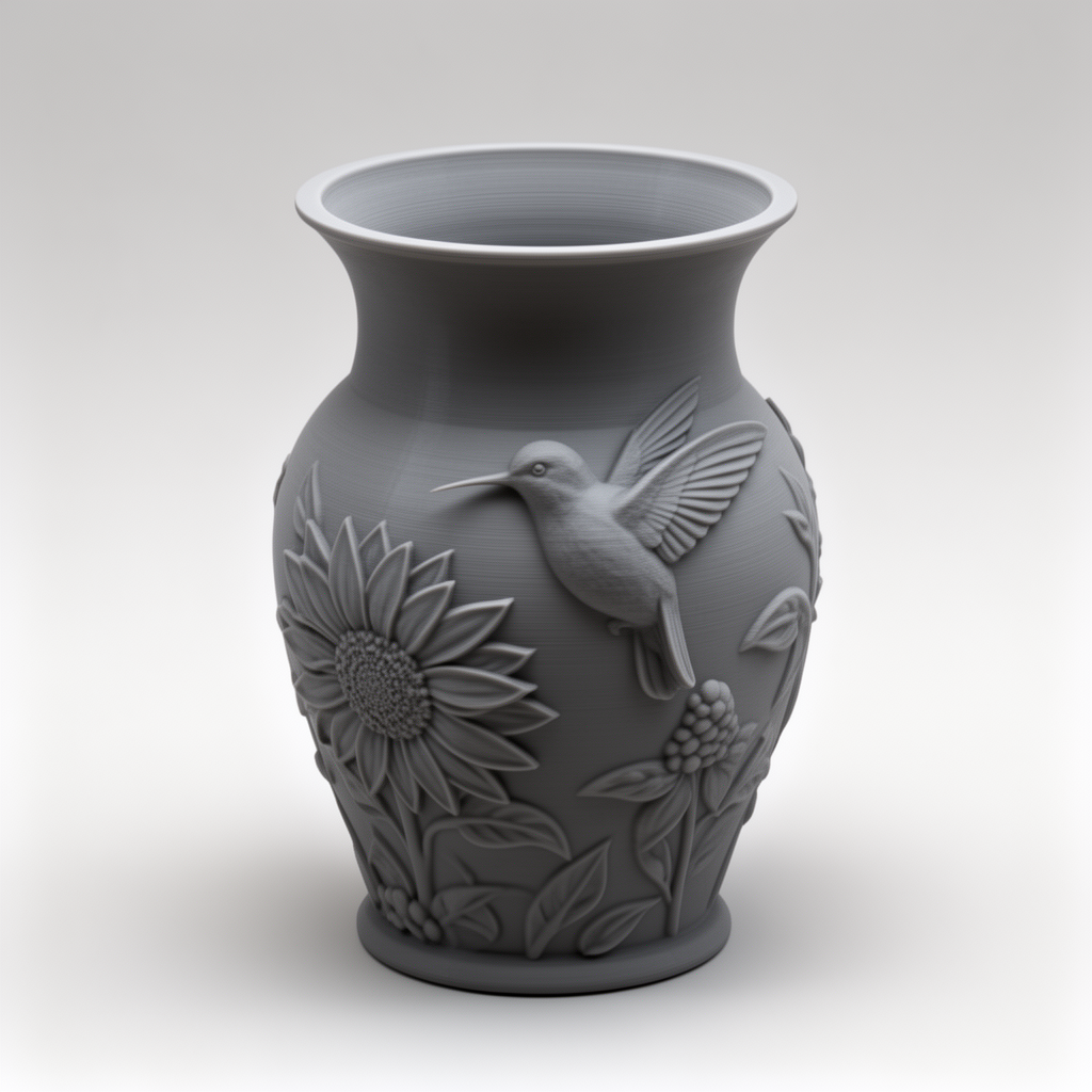 Hummingbird Sunflower Vase free 3D printable STL