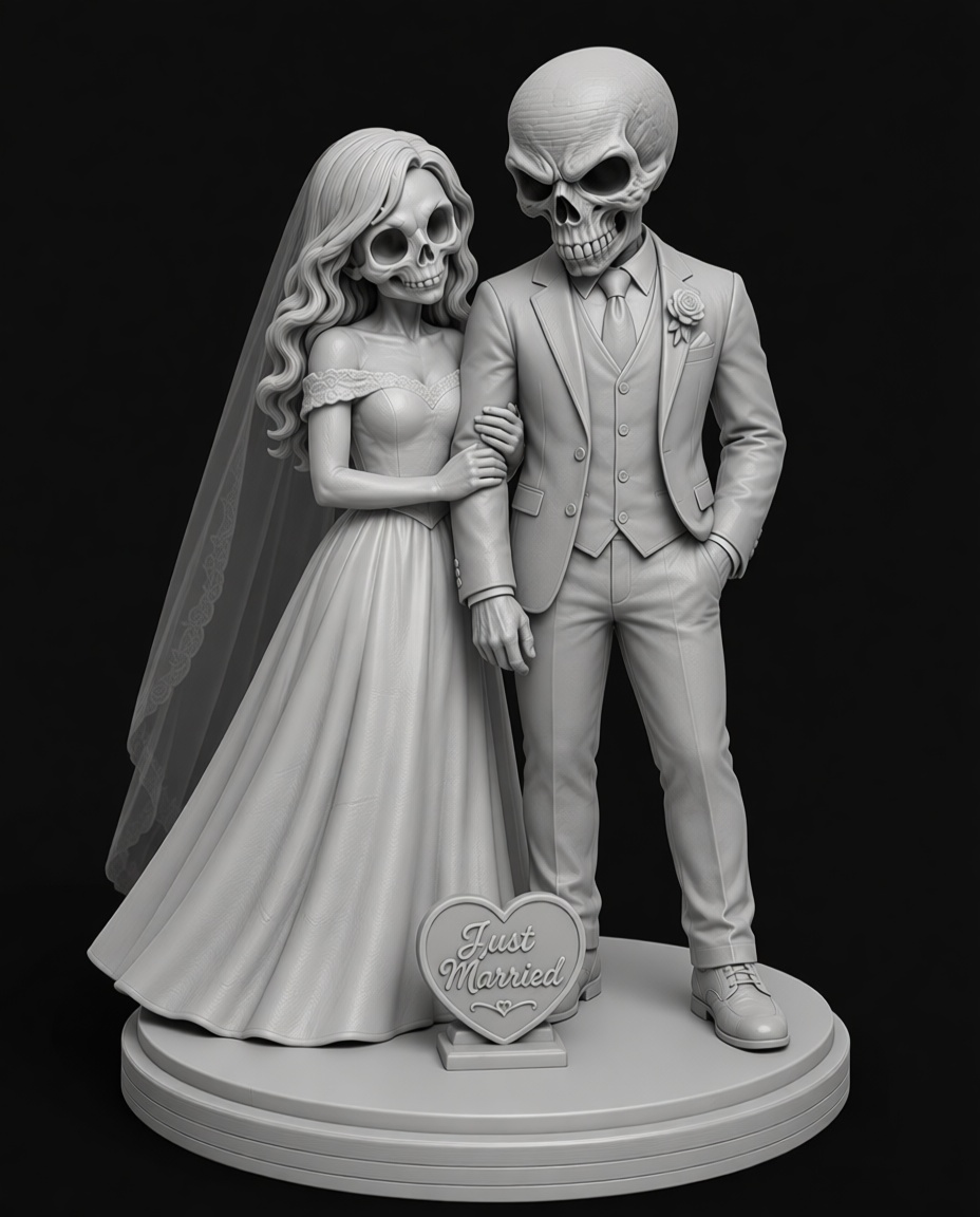 Skeleton Couple Wedding Figurine free 3D printable STL