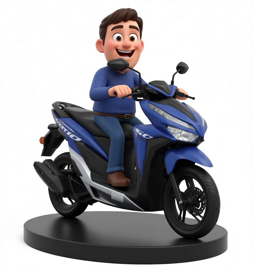 Man on Motor Scooter Figurine free 3D printable STL