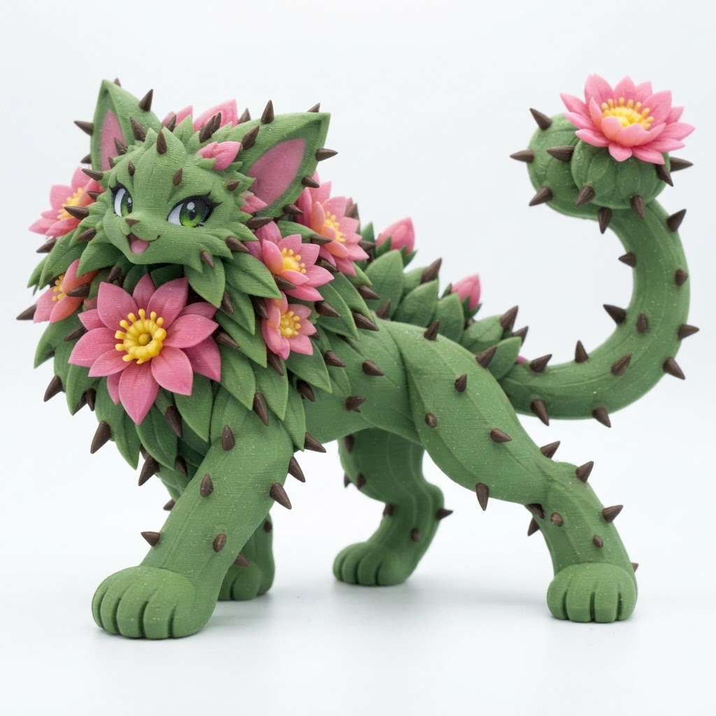 Cactus Cat Figurine free 3D printable STL