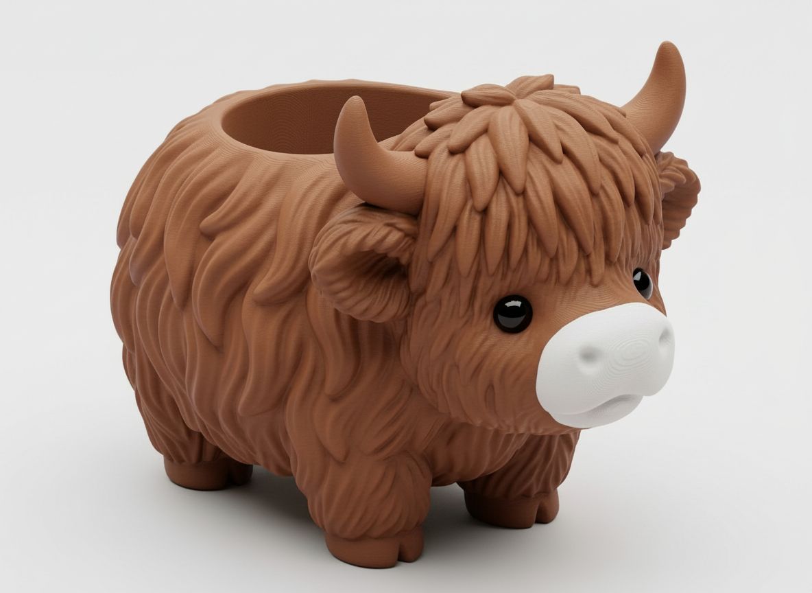 Highland Cow Planter free 3D printable STL