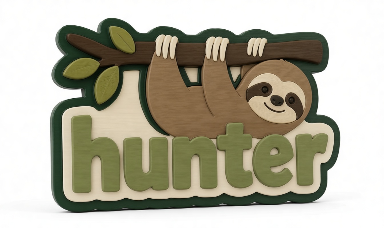 Sloth Name Plaque free 3D printable STL
