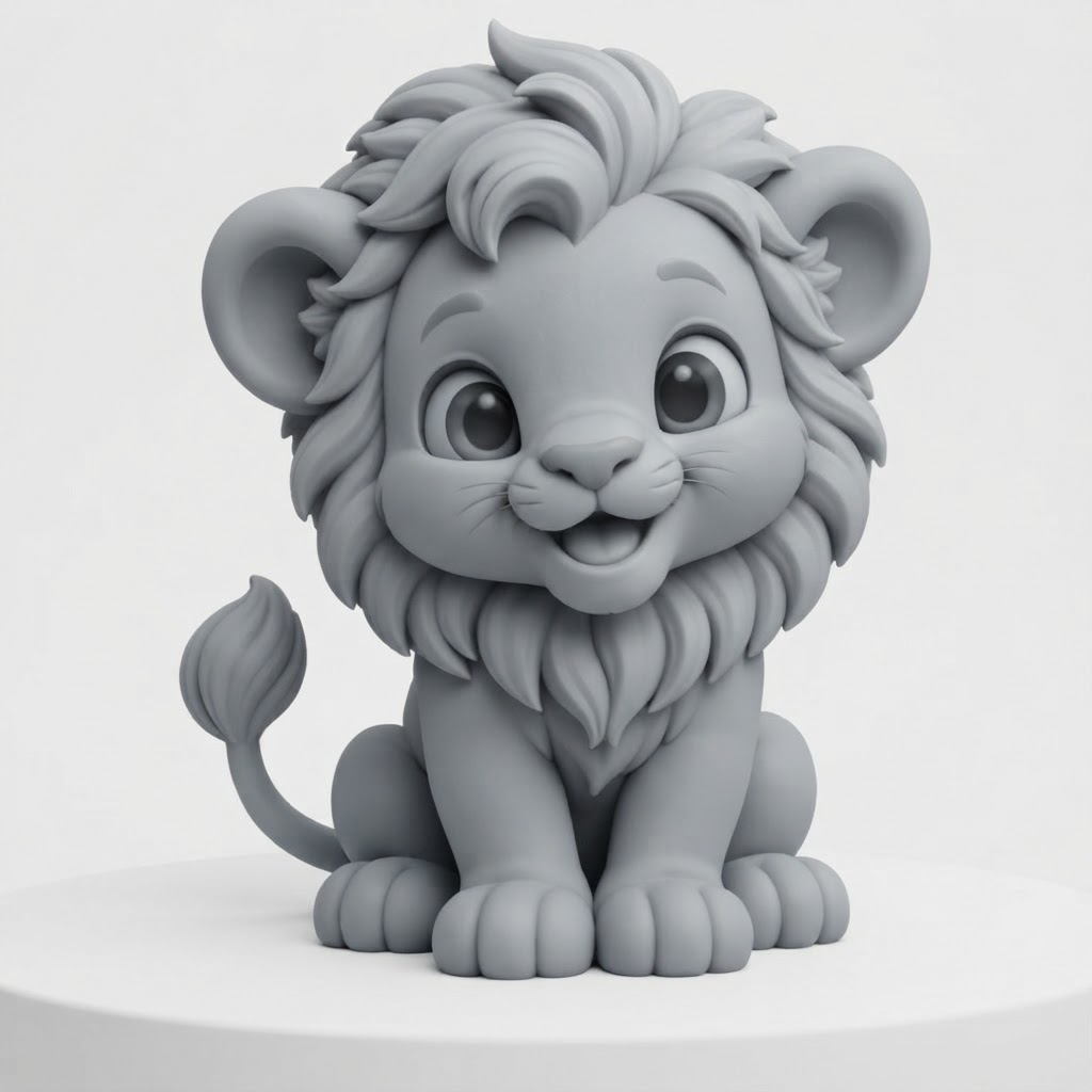 Cute Lion Cub Figurine free 3D printable STL