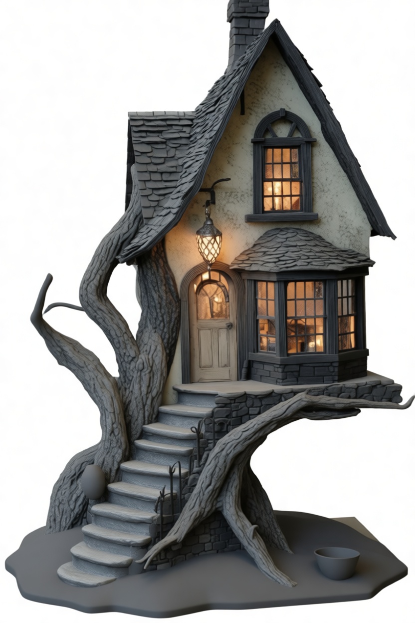 Fairy Treehouse Sculpture free 3D printable STL