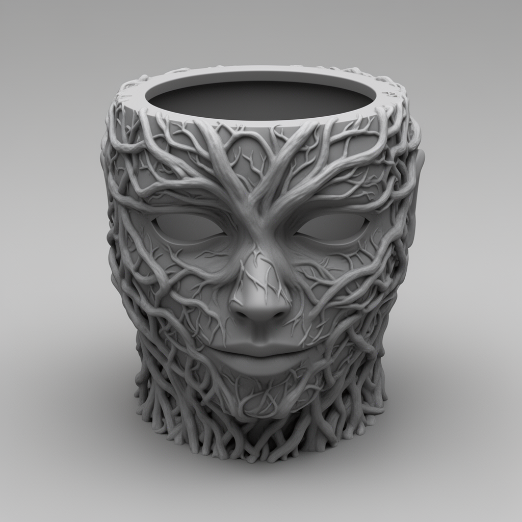 Hollow Face Planter free 3D printable STL