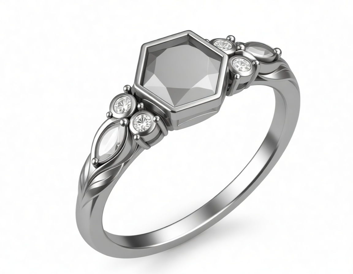 Hexagon Cut Solitaire Ring free 3D printable STL