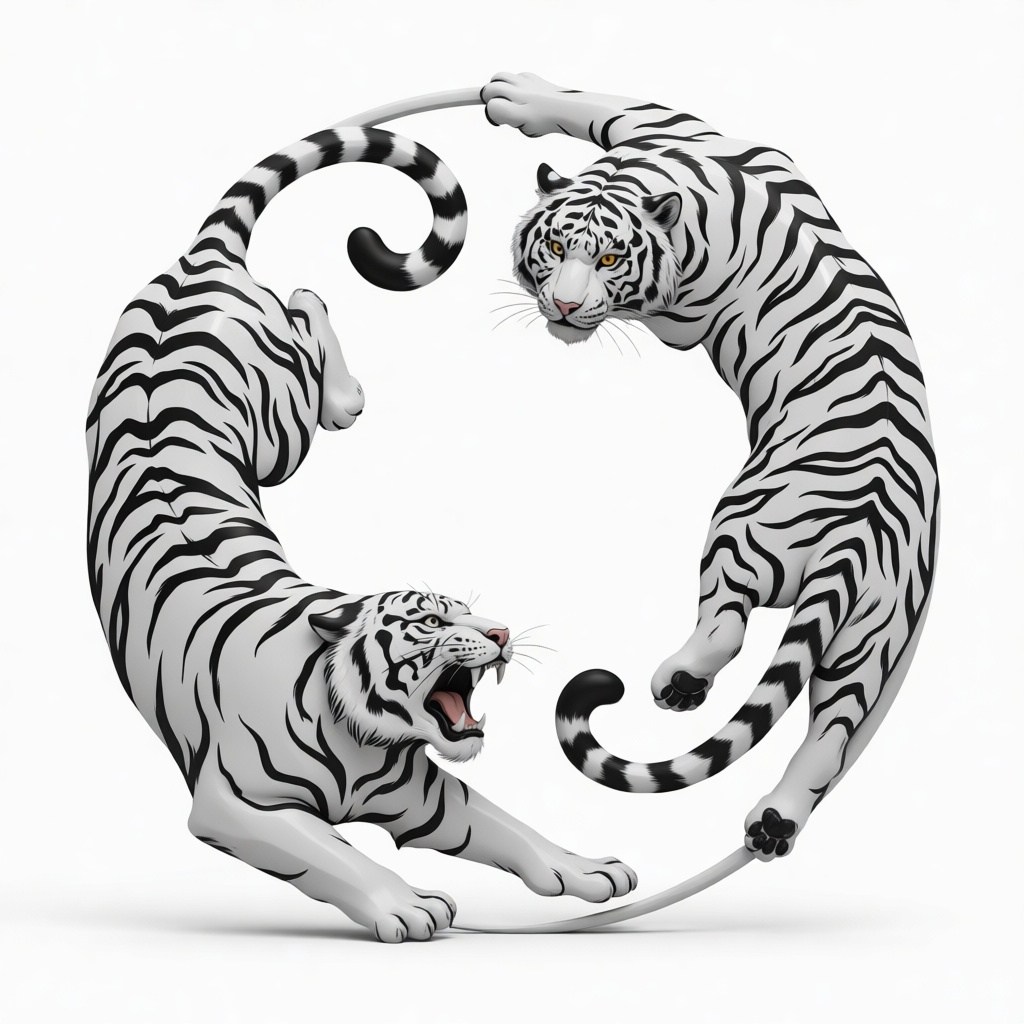 White Tiger Twin Figurines free 3D printable STL