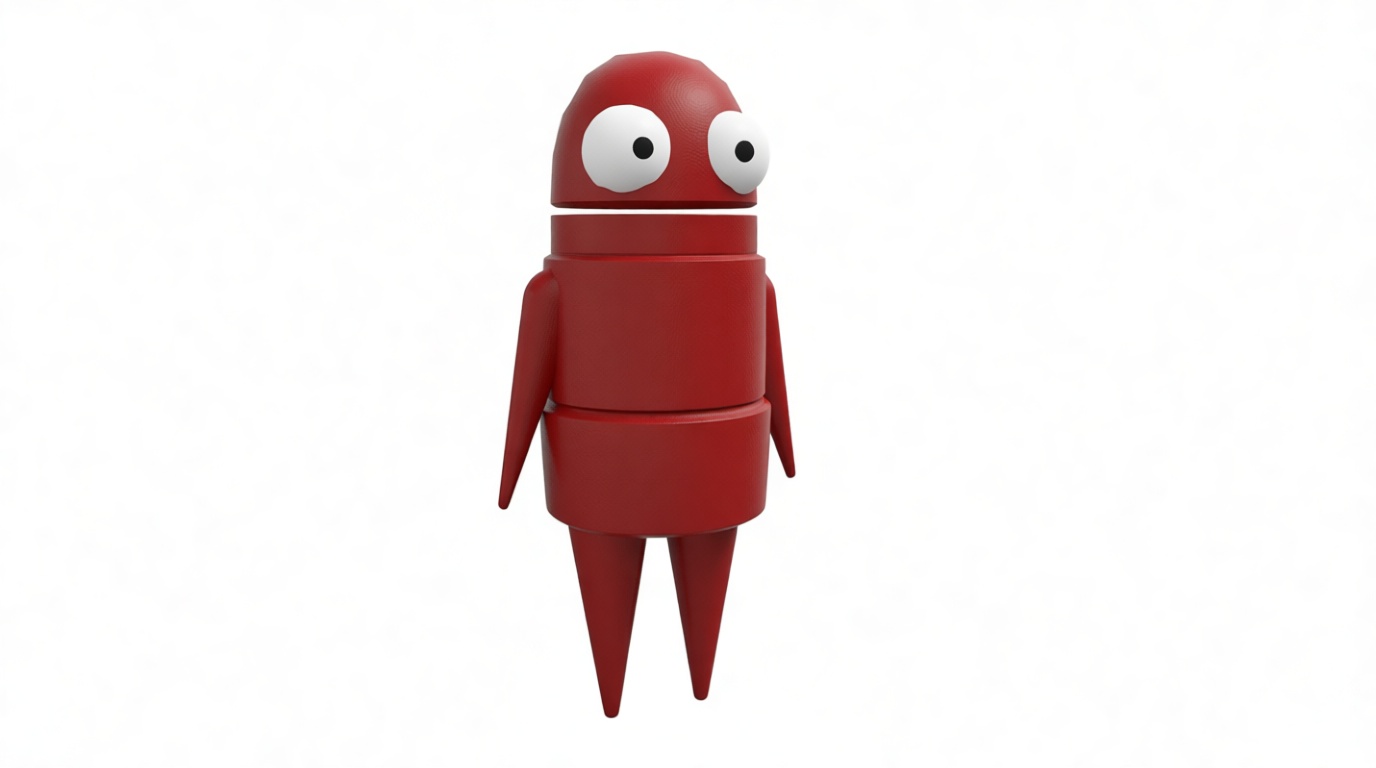Red Blobby Robot Figurine free 3D printable STL