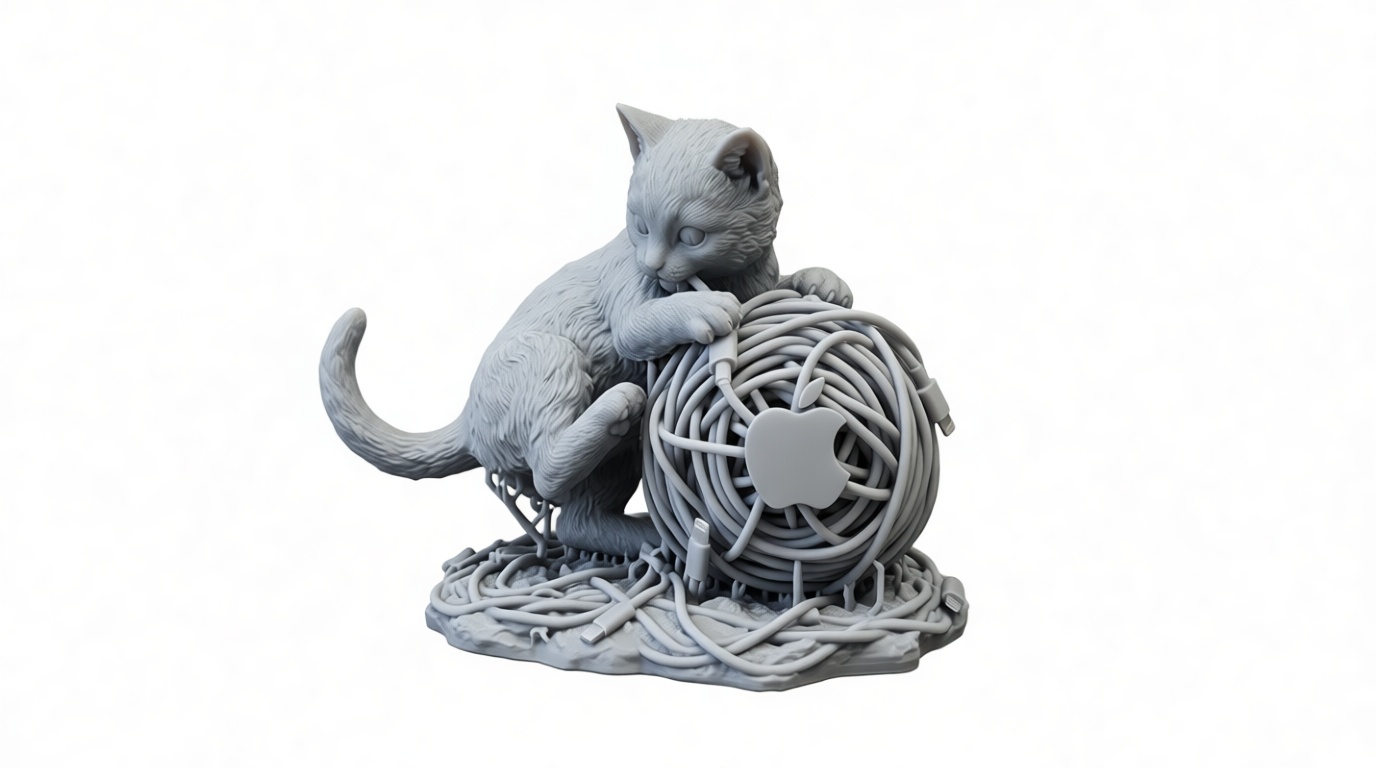Playful Cat Cable Ball Figurine free 3D printable STL