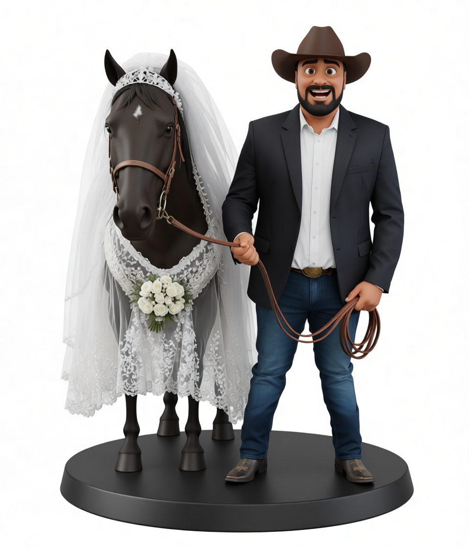 Cowboy with Wedding Horse Figurine free 3D printable STL