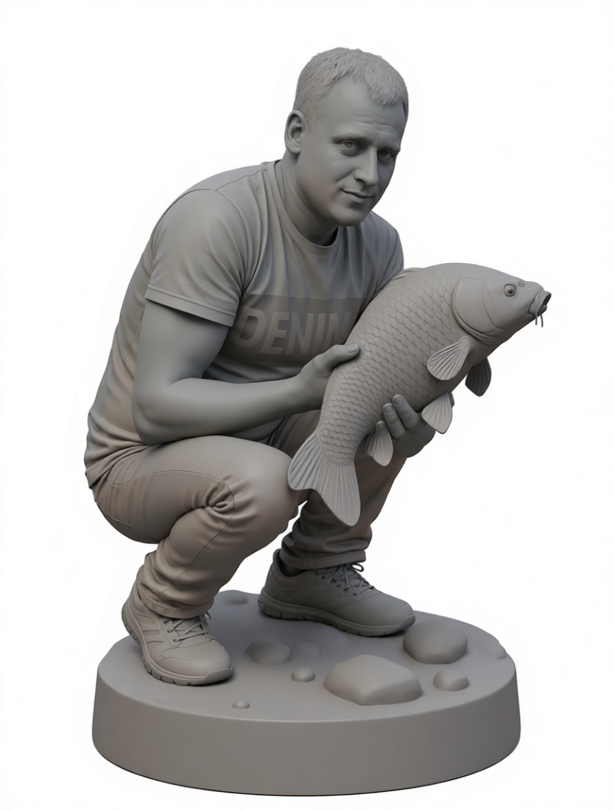 Man Holding Carp Figurine free 3D printable STL
