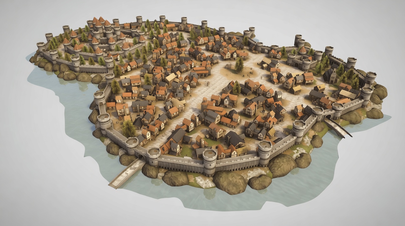 Medieval Walled City Model free 3D printable STL