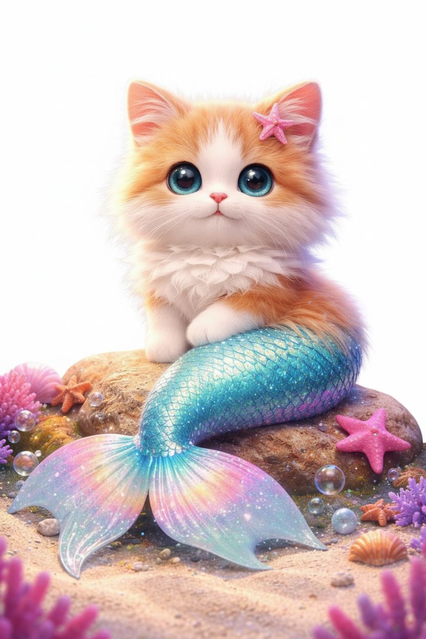 Mermaid Cat Figurine free 3D printable STL