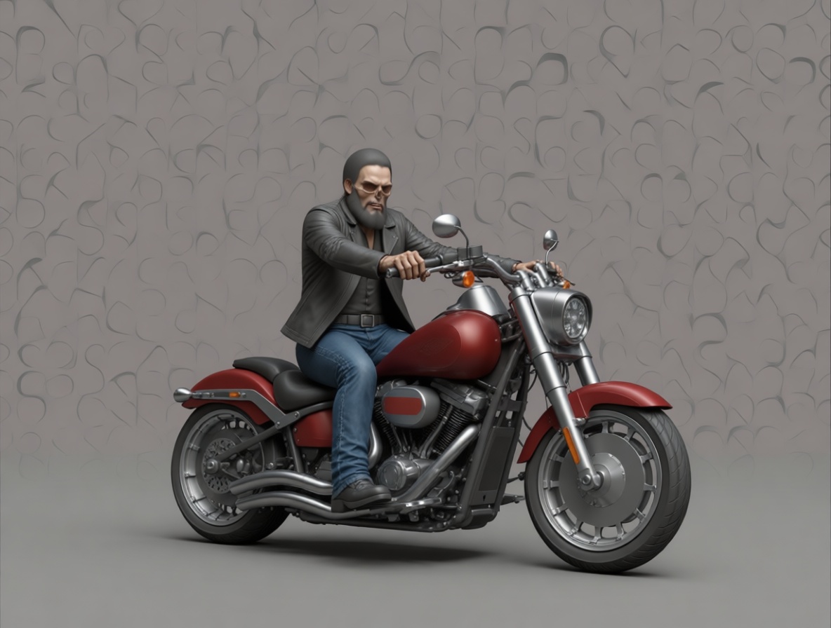 Biker on Cruiser Motorcycle free 3D printable STL