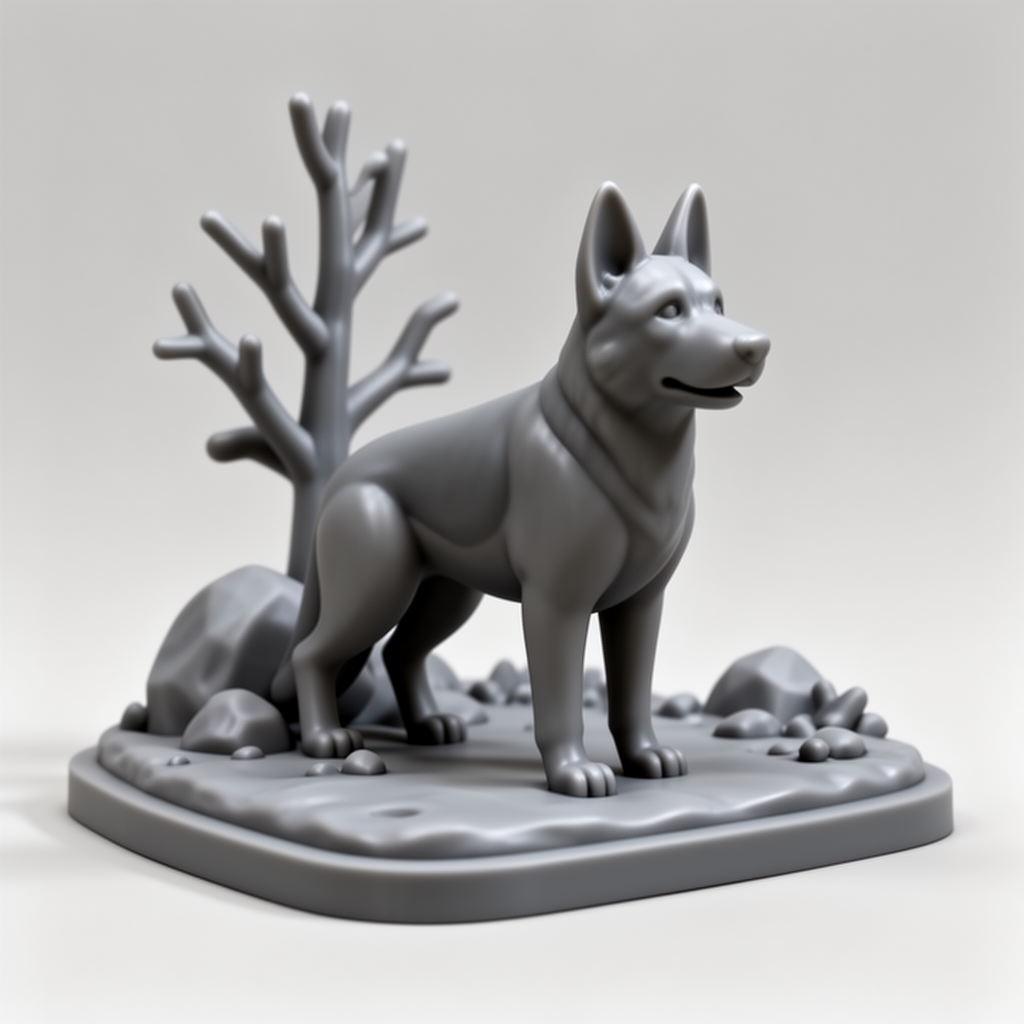 German Shepherd Diorama free 3D printable STL