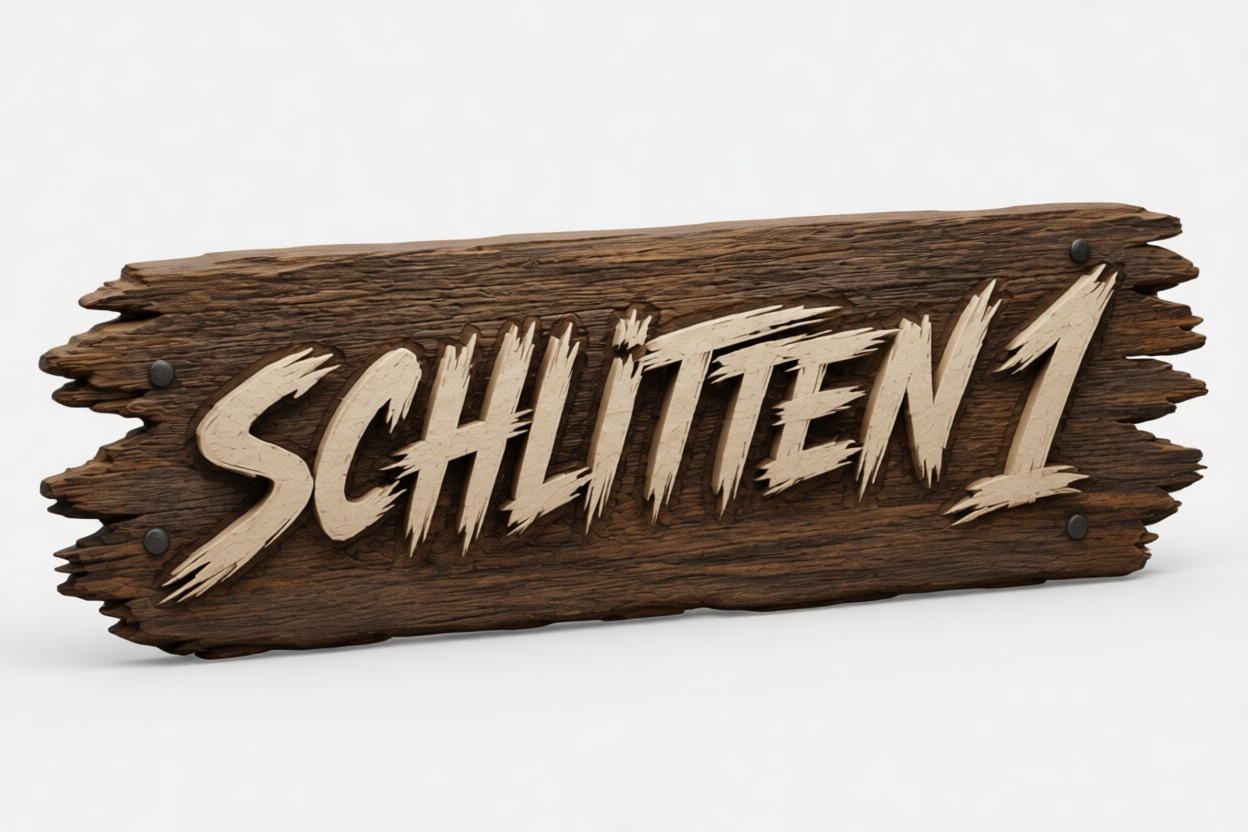 Schlitten 1 Wooden Sign free 3D printable STL