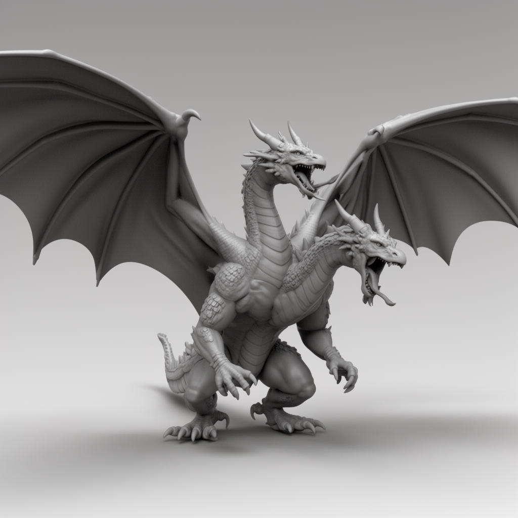 Two-Headed Dragon Figurine free 3D printable STL