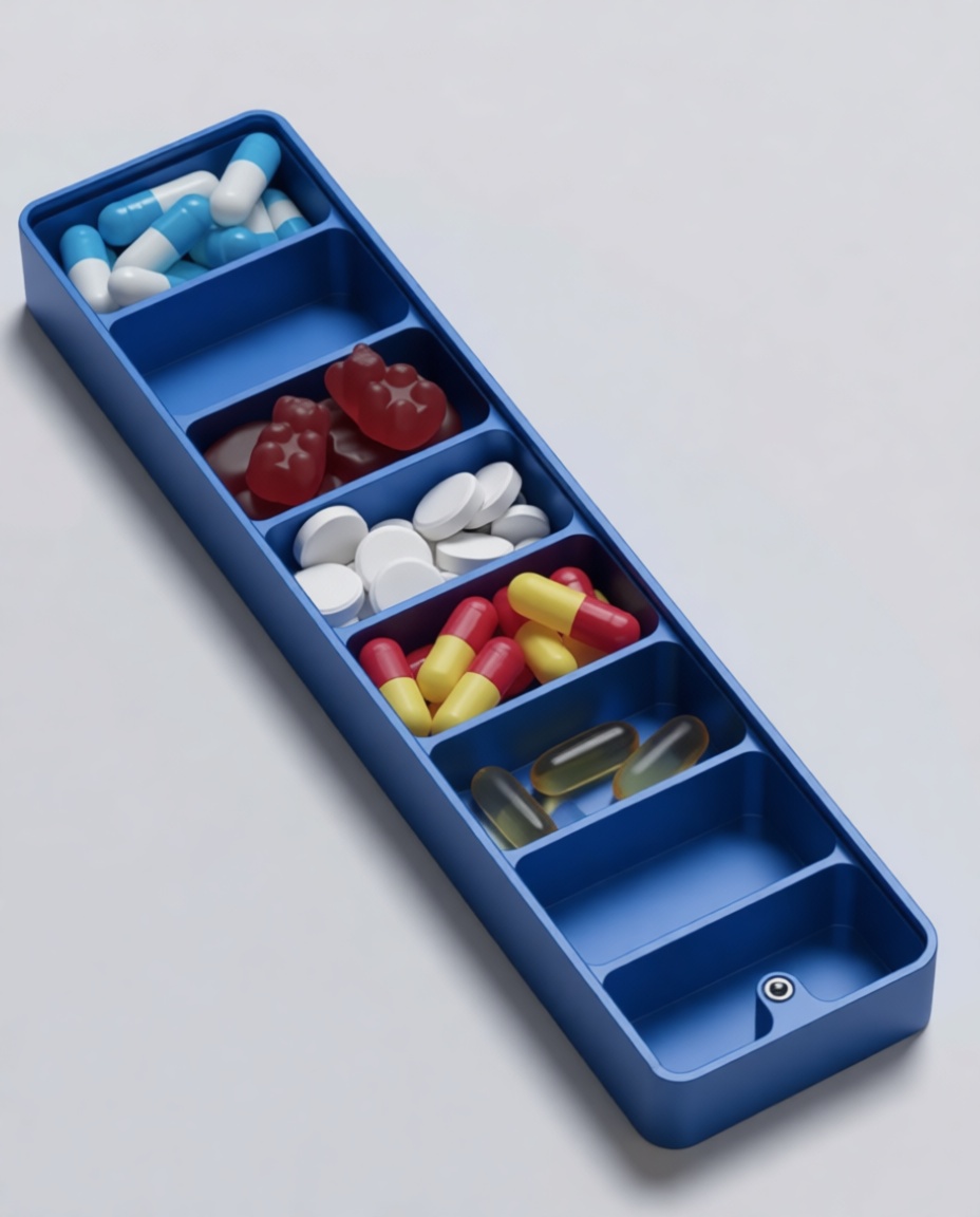 Blue Weekly Pill Organizer free 3D printable STL