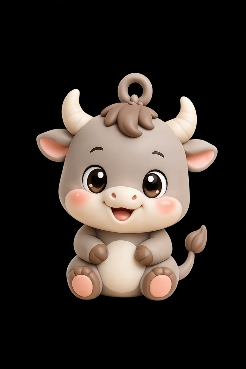 Cute Bull Keychain Figurine free 3D printable STL