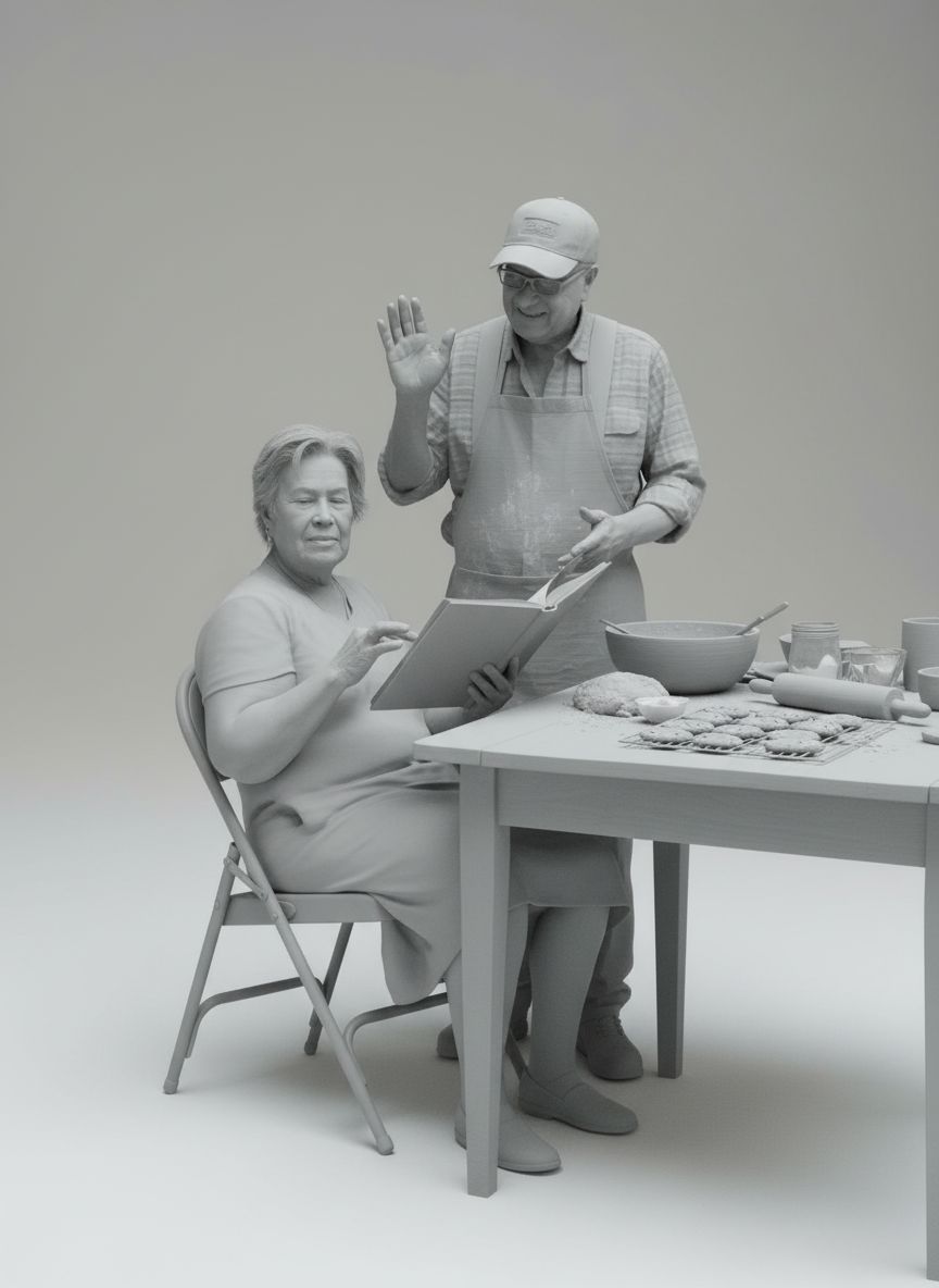 Elderly Couple Baking Scene free 3D printable STL